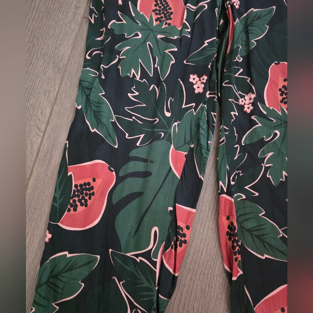 Smash + Tess - Birds Papaya - Silk Papaya Print Pants - Size Small - Picture 5 of 7